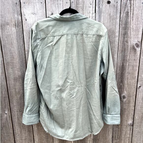 Frank & Eileen | Eileen Relaxed Fit Button Down Shirt Raw Hem Army Green Size M - Picture 5 of 7